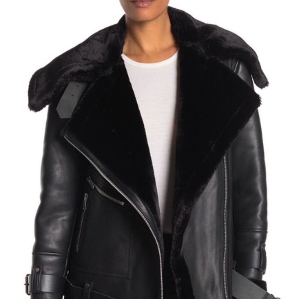NEW Walter Baker Celine Faux Fur Leather Jacket